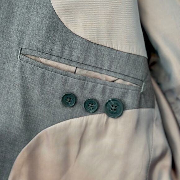 Hockerty Grey Bespoke Custom 2 Button Notched Lapel Blazer Jacket Mens 46 - Picture 5 of 10